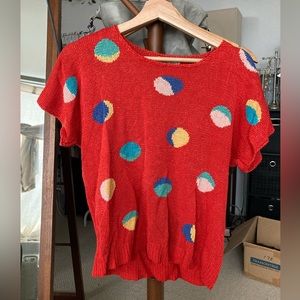Red Knitted polka dot top!